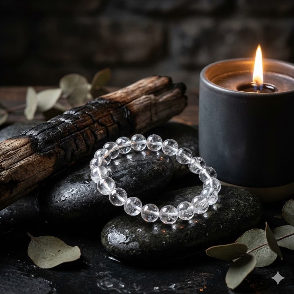 Natural Clear Quartz Bracelet, front view