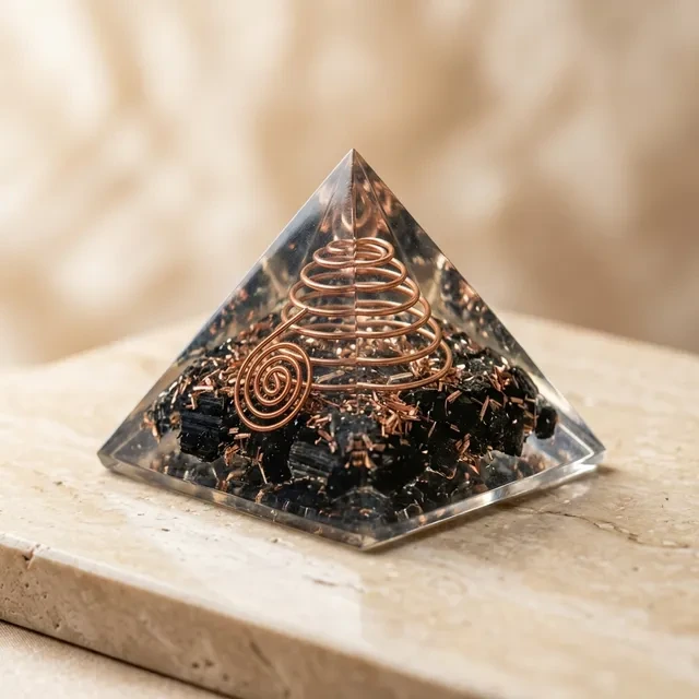 Black Tourmaline Orgone Pyramid for EMF & Wi-Fi Protection